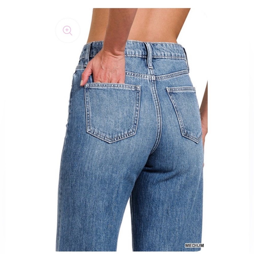 NWOT- Zenana Outfitters Blue Achilles Ultra Rise Flare Wide-Leg Jeans - Picture 3 of 8